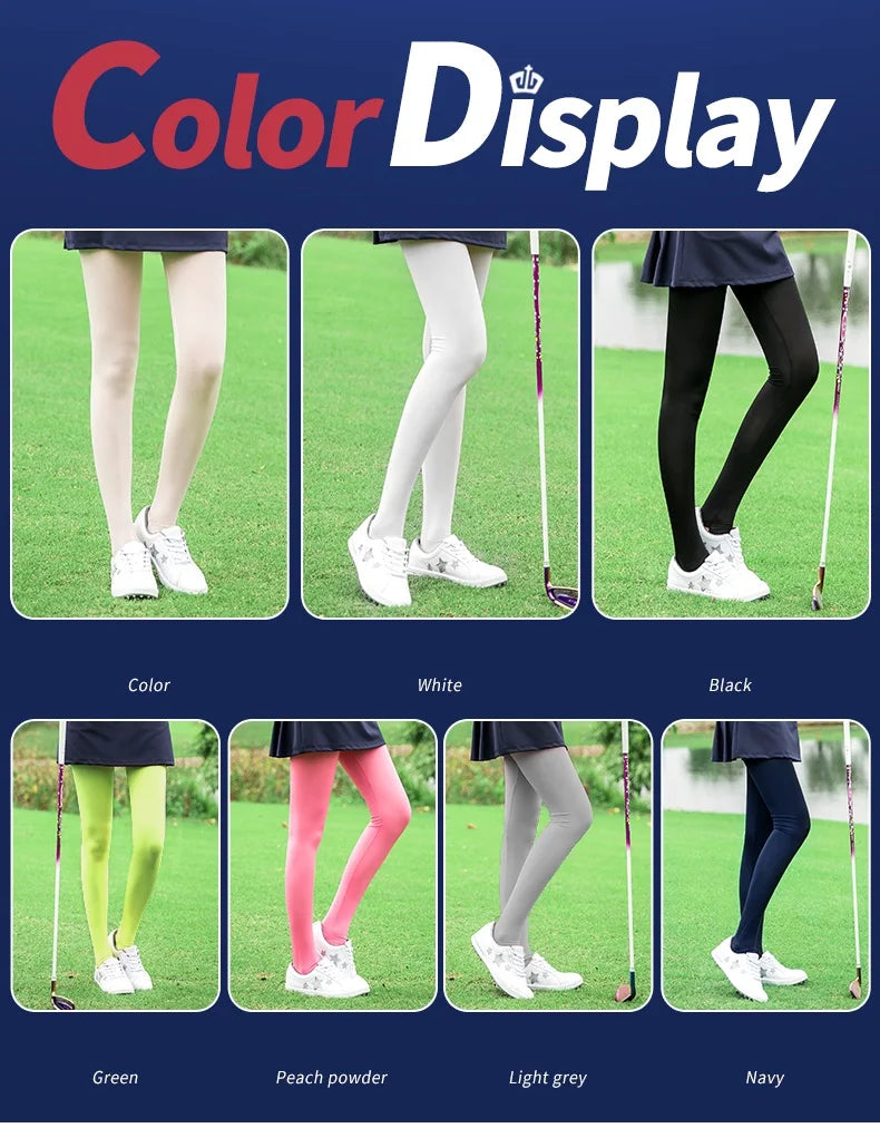 PGM Breathable Female Legging Stocking Sunscreen Women Golf Pants Ice Silk High Elastic Stocking Outdoor Thin Long Leg Sock