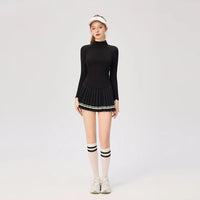 Women Long Sleeve Yoga Tennis Shirts Zipper Collar Workout Athletic Tops Ladies Slim Pleated Tennis Skirt Gym Short Skorts - Buy online at  Vibe In Cart.