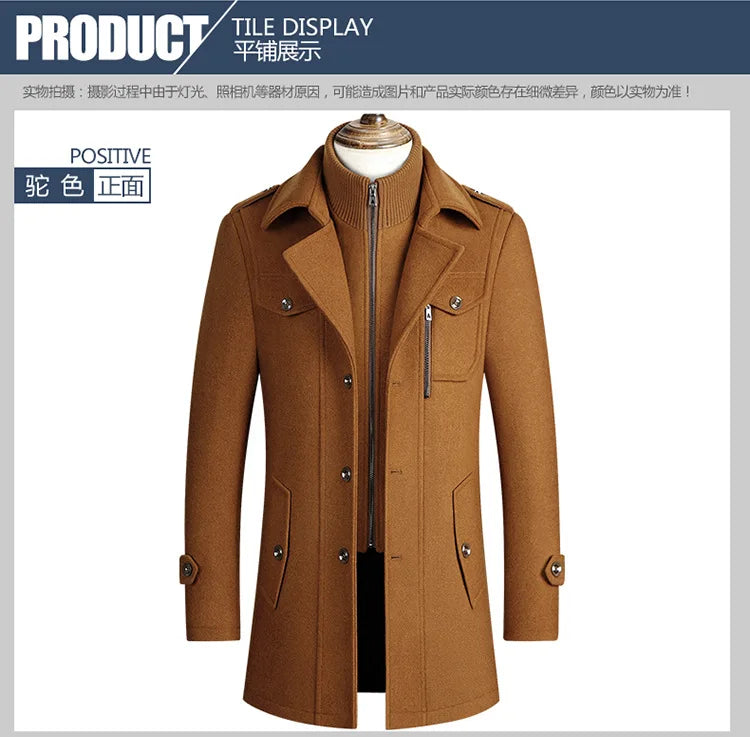 2025 new winter men's woolen coat, men's brand jacket, middle-aged double-shoulder long woolen windbreaker coat in European size - Buy online at  Vibe In Cart.