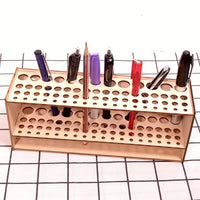 Double-Layer Wooden Brush and Pencil Holder with 67 Slots