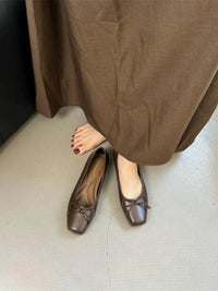 Women's Square Toe Slip-On Ballet Flats with PU Upper