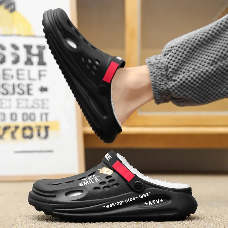 Winter Men Slippers Warm Furry Garden Shoes Soft Indoor Home Cotton Shoe EVA Plush Slides Casual Outdoor Comfortable Fur Clogs - Buy online at  Vibe In Cart.