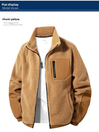 Men's European Size Sherpa Lined Stand Collar Winter Jacket with Thickened Fleece for Outdoor Casual Wear  Street Style Fashion - Buy online at  Vibe In Cart.