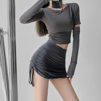 Xpqbb Women Summer Mini Skirts Drawstring Sexy High Waist Wrapped Hip Skirt Female Wild Solid Folds Slim Elastic Shorts Skirts - Buy online at  Vibe In Cart.