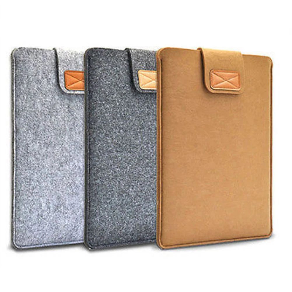 Wool Felt Slim Laptop Sleeve for 11-15 Inch Devices, Solid Color