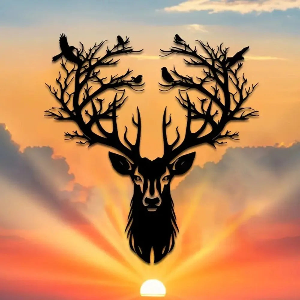 1-Piece 15.75×14.72-Inch Deer-Tree Metal Wall Sculpture | Halloween & Christmas Gift, Metal-Carved Indoor/Outdoor Decor - Buy online at  Vibe In Cart.