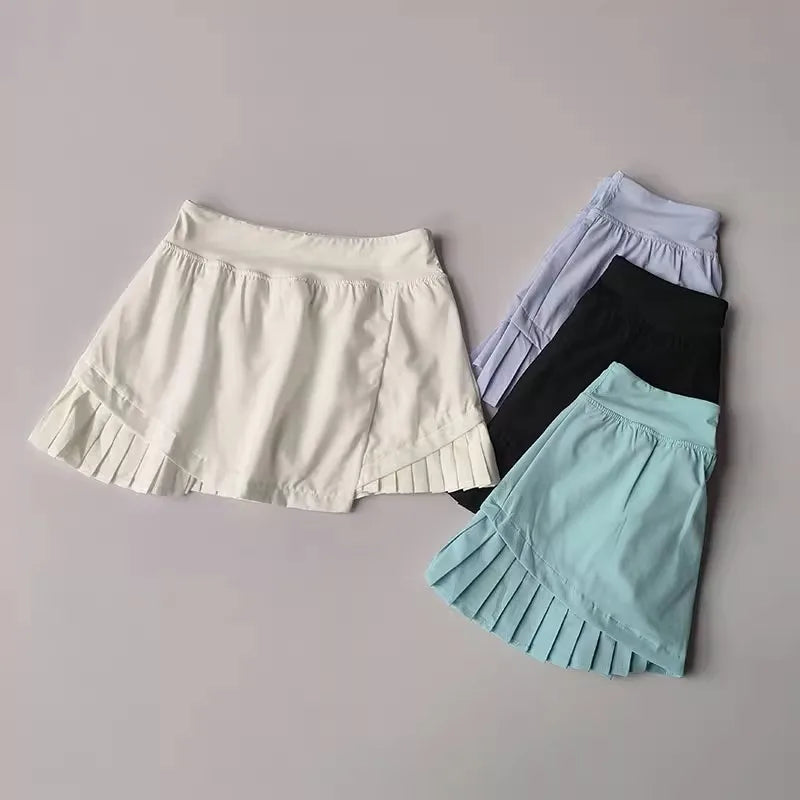 High Waisted Sports Short Skirt Summer New Style Cool Anti Glare Including Lined Shorts Fitness Yoga Quick Drying Pleated Skirt - Buy online at  Vibe In Cart.