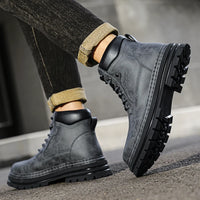 Leather Ankle Boots Stylish Walking Shoes Outdoor Men Casual Footwear Winter Plush Snow Boots New Trendl Mens High Top Shoes - Buy online at  Vibe In Cart.