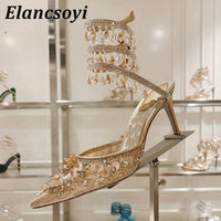 Fashion High Heels Sandals Women Shiny Crystal Tassel Snake Shaped Winding Wedding Shoes Summer Pointed Toe Stiletto Sandalias - Buy online at  Vibe In Cart.