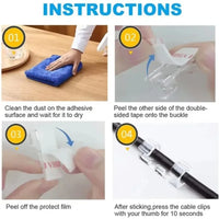 Plastic Cable Manager with Self-Adhesive Holders, 20 Pieces, Three Colors