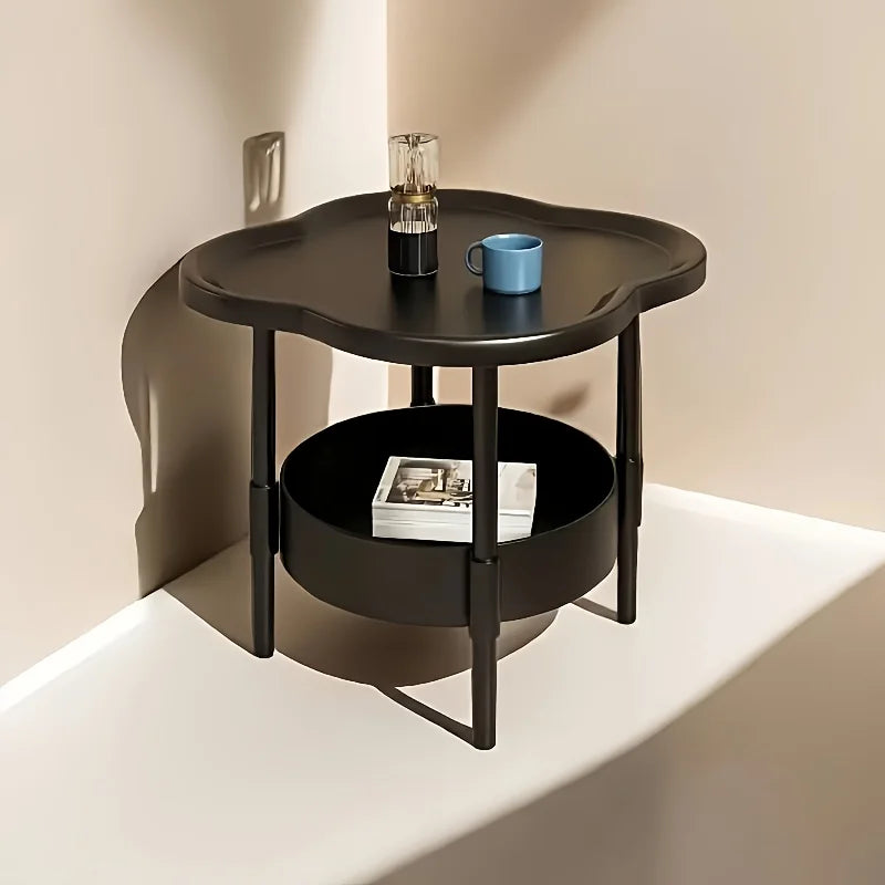 [Stylish Side Table] Stylish Modern Round Side Table with Storage Shelf | Space-Saving, Lightweight for Living Room, Bedroom - Buy online at  Vibe In Cart.