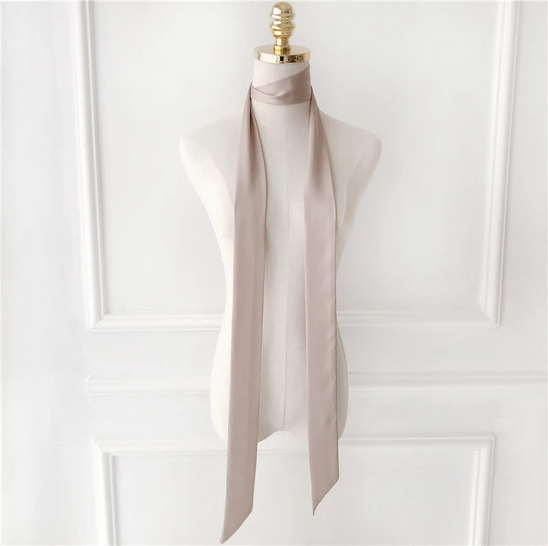 Women's Long Narrow Solid Color Polyester Scarf 190x5cm