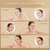 7" Makeup Mirror with Light USB Rechargeable Height Adjustable 1X/10X Magnifying 3 Color lighting 360° Rotation Vanity Mirror - Buy online at  Vibe In Cart.