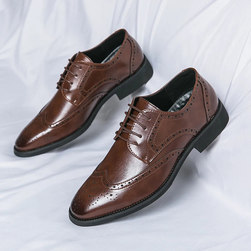 Men's leather shoes for business, retro, breathable, formal, wedding, leisure, business, and work - Buy online at  Vibe In Cart.