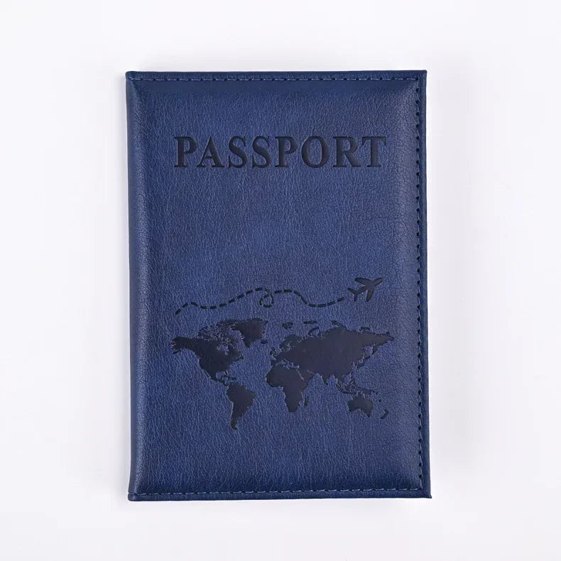 Solid PU Leather Passport Holder Wallet Card Case for Travel