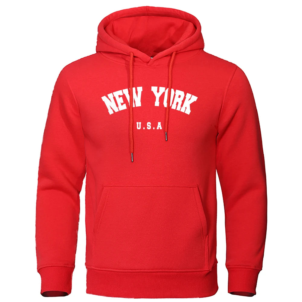 NEW YORK Letter U.S.A City Print Hoody Men Fashion Casual Long Sleeves Hooded Loose Oversize Pullover Hoodie Street Sweatshirt - Buy online at  Vibe In Cart.