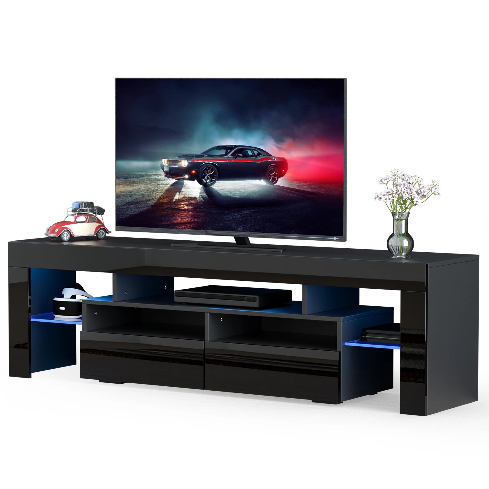 LED TV Stand for Living Room w/20 Colors Lights & Storage Shelf High Gloss TV Cabinet with Large Drawers for Gameroom/Bedroom - Buy online at  Vibe In Cart.
