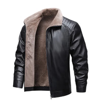 Autumn Winter Men Leather Jacket Vintage Thicken Fleece Turn Down Collar Male Coat Long Sleeve Business Casual Male Outerwear - Buy online at  Vibe In Cart.