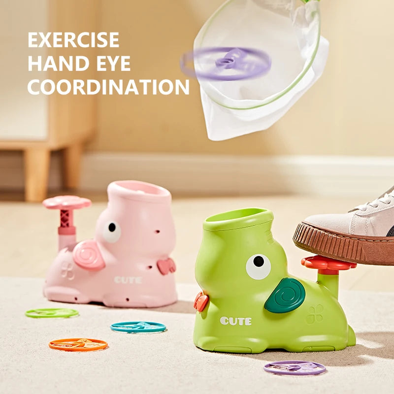 Air Discs Launcher Childern Toys Indoor Outdoor Games Soaring Machine Flying Disc Saucer Foot Launcher Kids Jump Spoorts Toy