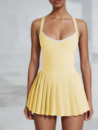 Tennis Dress for Women Yoga Fitness Skirt with Built-in Bra V-Neck Golf Outfits with Shorts Badminton Workout Clothing - Buy online at  Vibe In Cart.