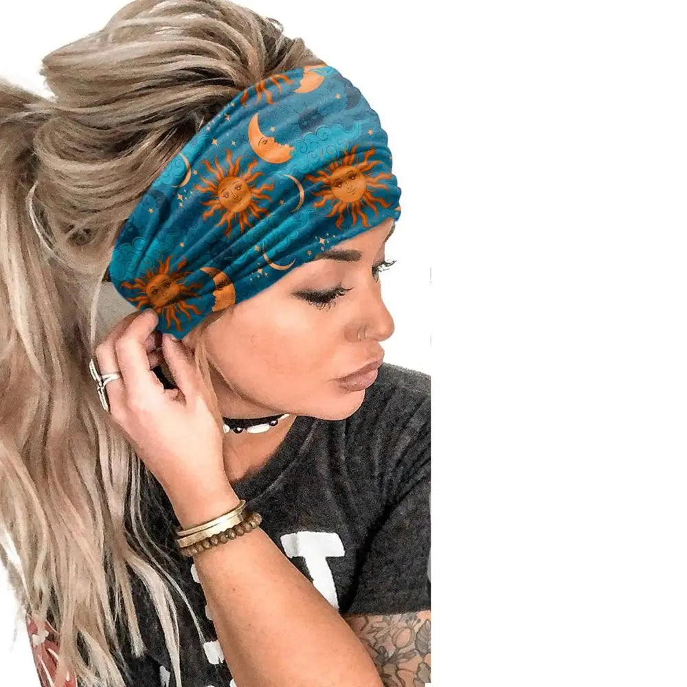 Bohemia Print Wide Headbands New Vintage Elastic Knot Turban Headwrap for Women Girls Soft Print Yoga Bandana Hair Accessories - Buy online at  Vibe In Cart.