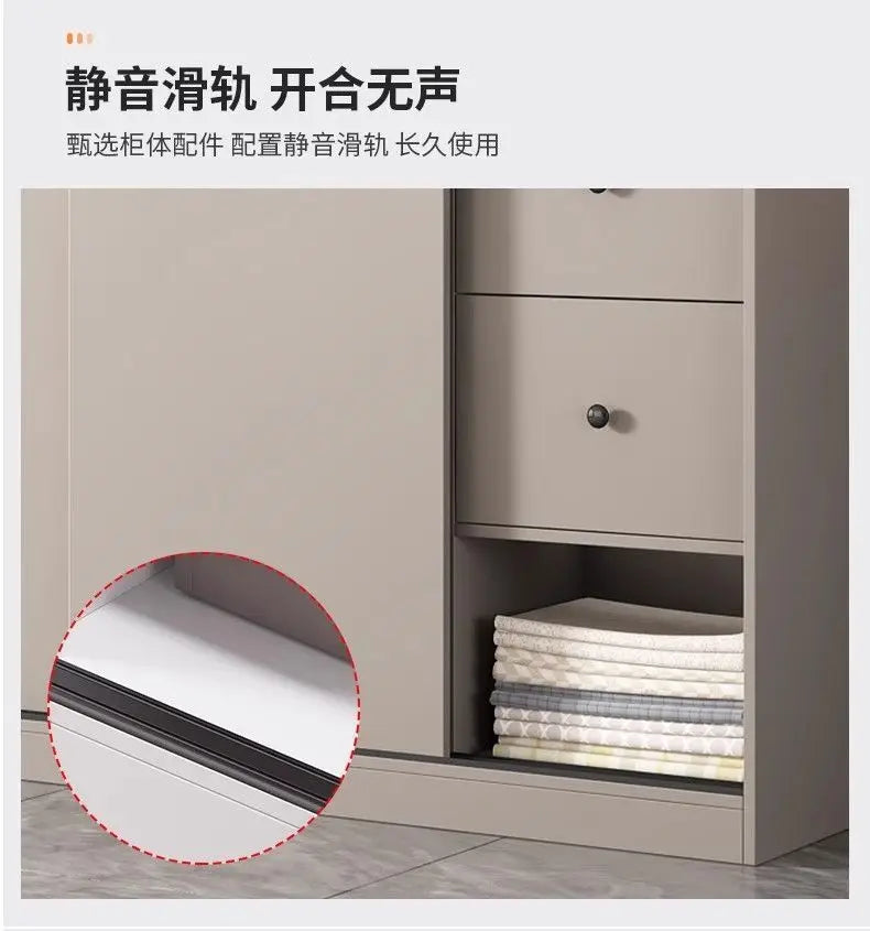 Solid Wood Sliding Door Wardrobe for Adult Bedroom Use