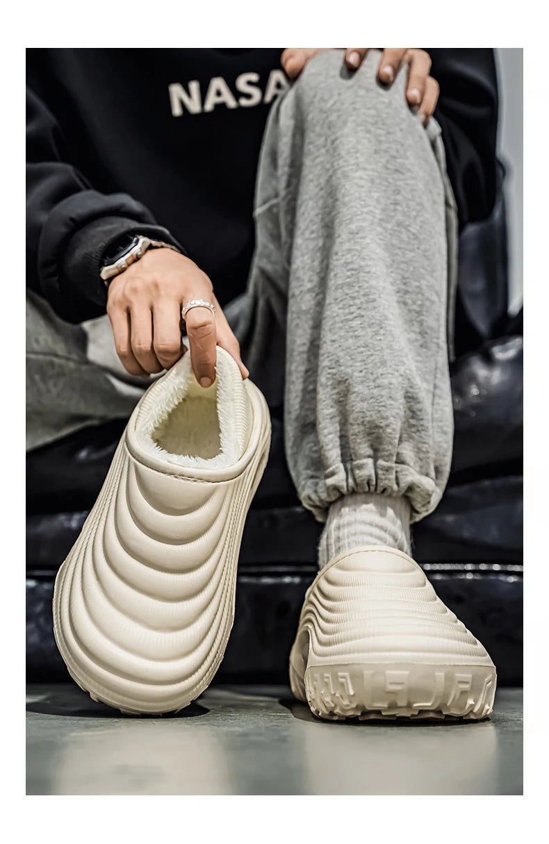 New Fashion Cotton Men's Slippers Winter Warm Plush Men Slippers Waterproof Men Garden Shoes Indoor Outdoor Men's Warm Shoes - Buy online at  Vibe In Cart.