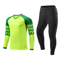 Polyester Spandex Protective Long Sleeve Soccer Goalkeeper Uniform Set with Top and Pants