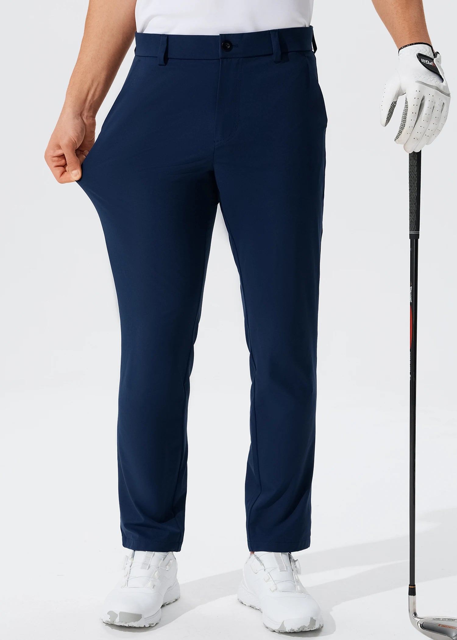Men's Stretch Slim Straight Lightweight Polyester Golf Pants, Full Length