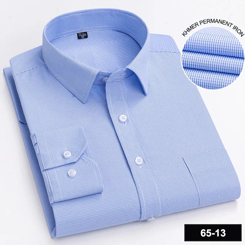 Men's Long Sleeve Plaid Stripe Shirt With Single Pocket For All Seasons