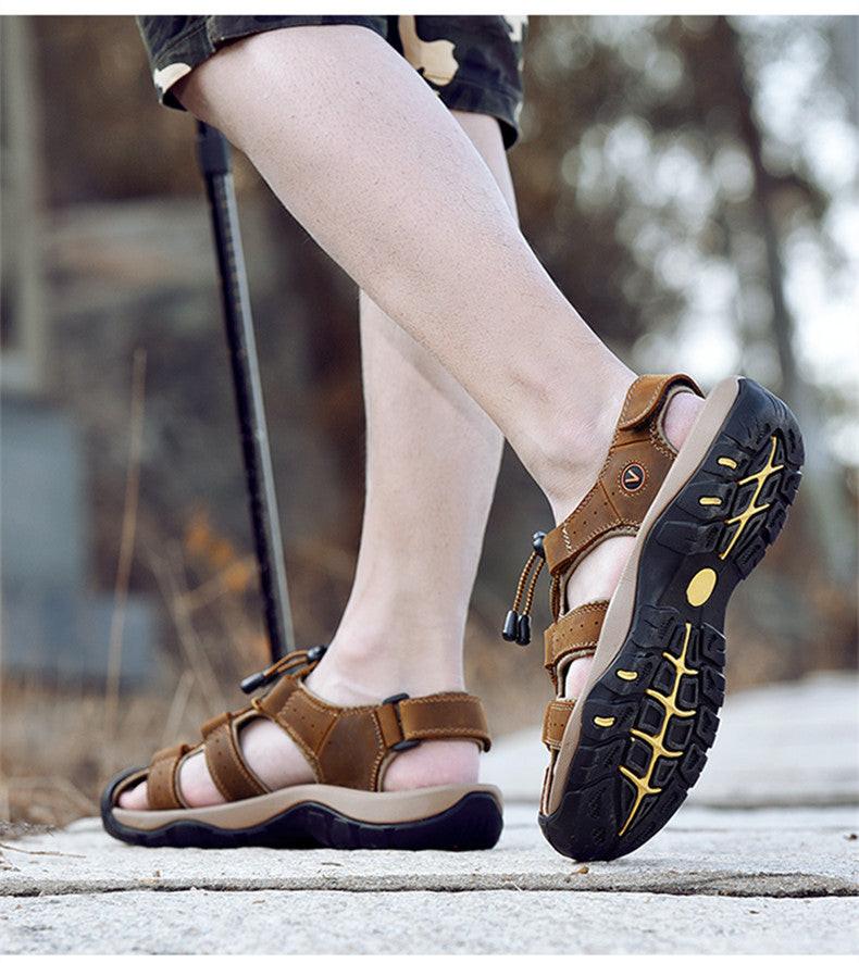 Summer Men Sandals Genuine Leather Mens Casual Shoes Outdoor Men Leather Sandals for Men Beach Shoes Roman Shoes Plus Size 38-48 - Buy online at  Vibe In Cart.