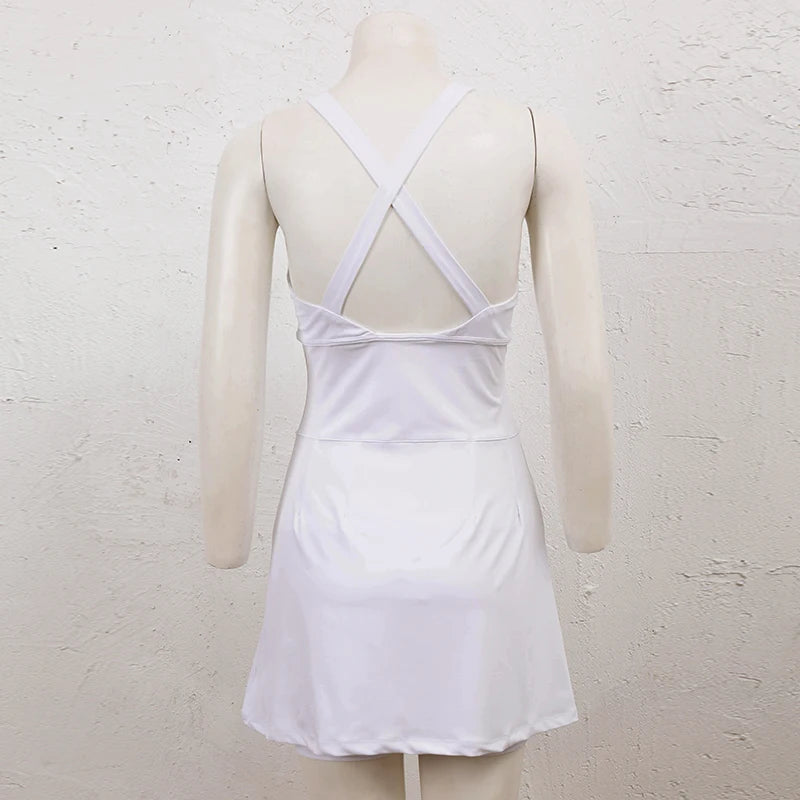 Sean Tsing® Sport Golf Tennis Dresses with Safety Shorts Women Sleeveless Exercise Dress Badminton Volleyball Athletic Outfits