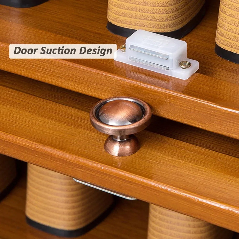 Tall Bamboo Shoe Storage Cabinet Free Standing Shoe Shelf Storage Rack with Flip Doors Shoes Heels Storage Cabinet Organizer - Buy online at  Vibe In Cart.