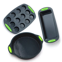 Silicone Cake Molds 3 Pack for Muffin, Toast, Donut and 9 Inch Round Pan