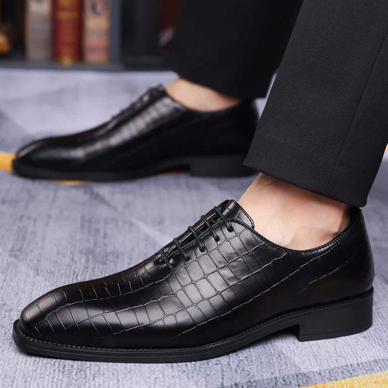 Luxury Mens Leather Shoes Retro Carved Lace-up Brogue Oxford Wedding Men Dress Shoes Male Formal Business Gentleman Office Shoes - Buy online at  Vibe In Cart.