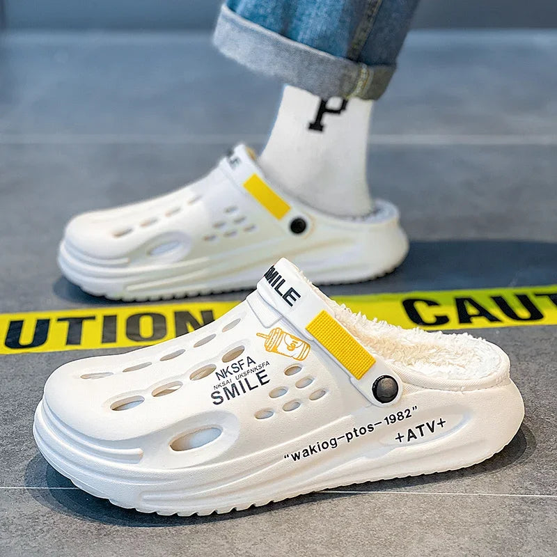 Winter Men Slippers Warm Furry Garden Shoes Soft Indoor Home Cotton Shoe EVA Plush Slides Casual Outdoor Comfortable Fur Clogs - Buy online at  Vibe In Cart.