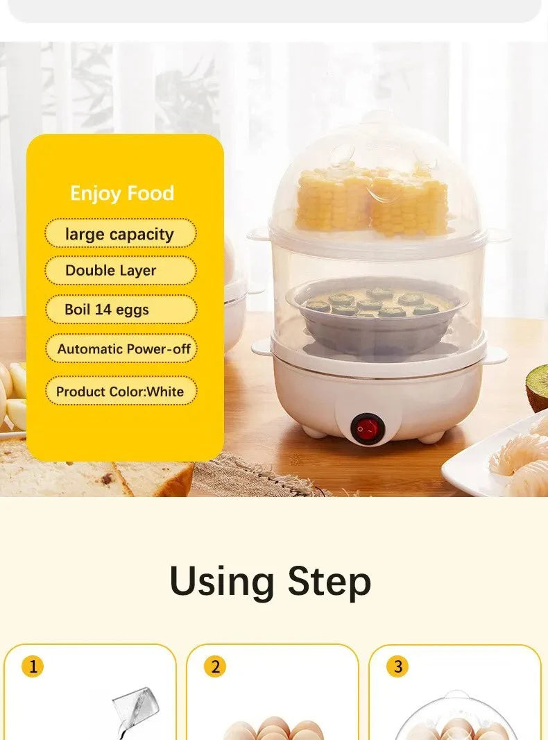 Multifunctional Electric Egg Cooker with Double Layers