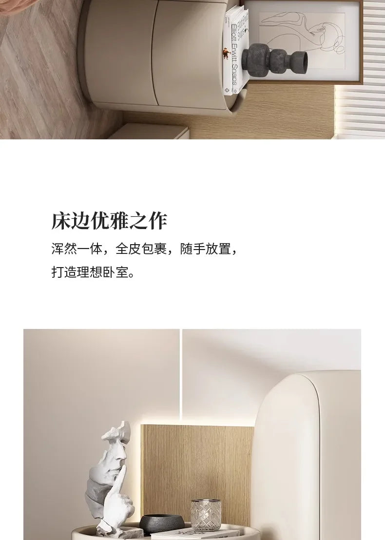 Home Living Room Sofa Side Cabinet, Creative Round Solid Wood Bedside Table, New Simple Modern Small Bedroom Storage Cabinet - Buy online at  Vibe In Cart.