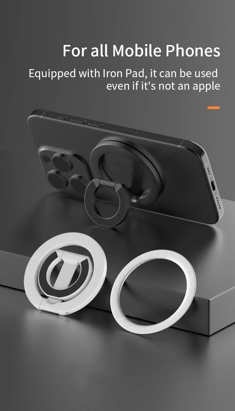 Universal Double Sided Magnetic Phone Ring Holder with Folding Stand
