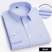 Men's Long Sleeve Plaid Stripe Shirt With Single Pocket For All Seasons