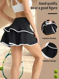 Women High Waist Color Block Skort With Inner Pockets Tennis Pleated Skirts Inner Pocket Quick Dry Sportawear - Buy online at  Vibe In Cart.