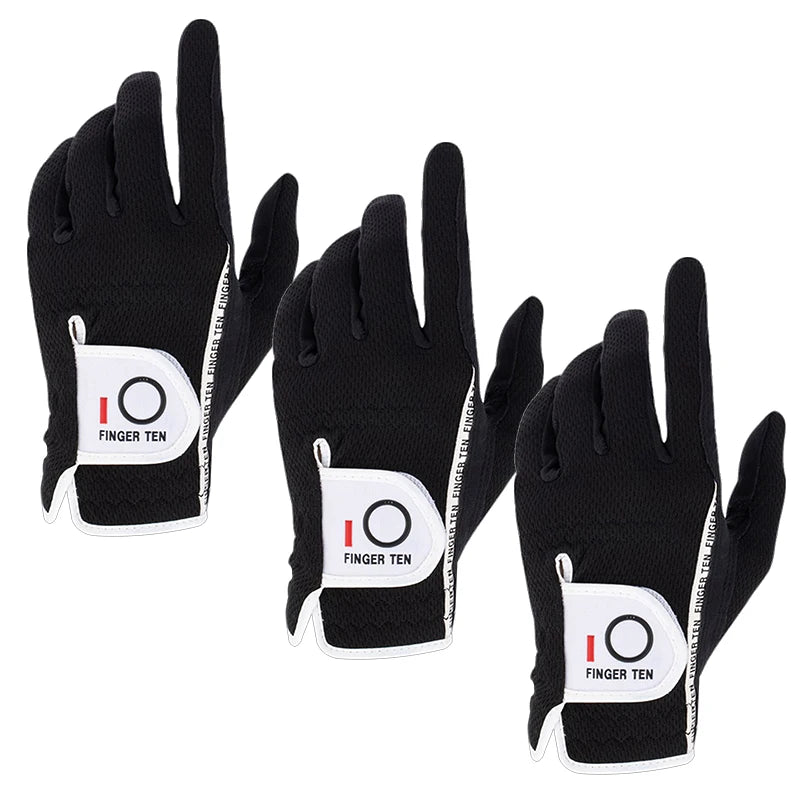 Men's Performance Mesh Golf Gloves 6 Pack in Black, Gray, Green