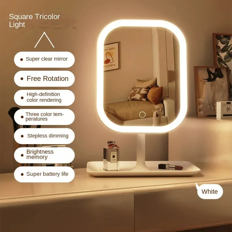 NEW 3 Colors Dimmable Lights Rechargeable LED Vanity Mirror Touch Control Makeup Mirror for Home Travel Portable Cosmetic - Buy online at  Vibe In Cart.