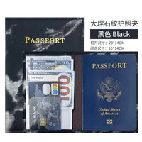 PU Leather Passport Case with Marble Design, 14cm x 10cm