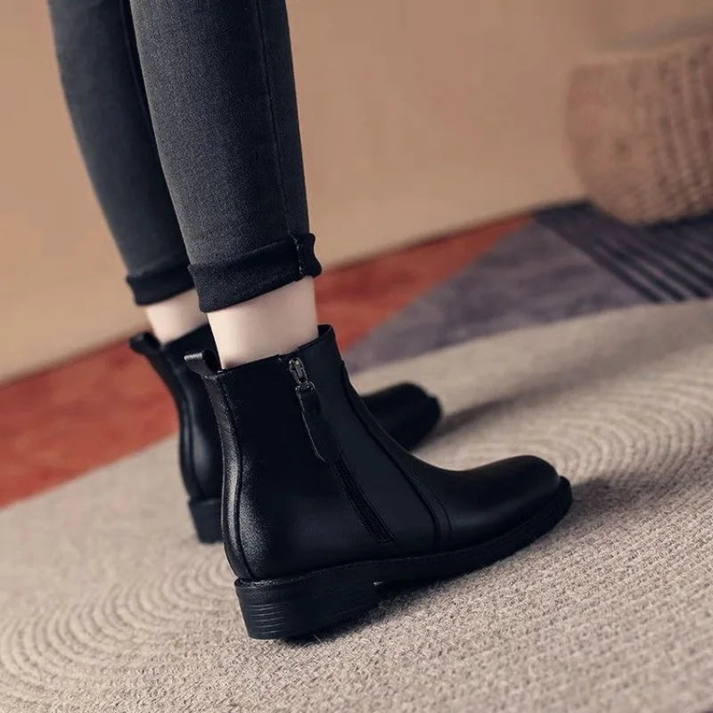 2025 Autumn and Winter New Fashion Women's Ankle Boots, Side Zipper Low Heel, Versatile and Slimming Ankle Boots - Buy online at  Vibe In Cart.