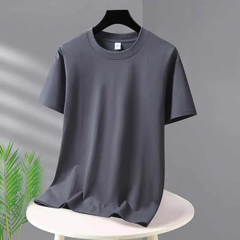 Men's t-shirts 2025 Summer Oversize Cotton T-Shirt Casual High Quality Short Sleeves Tee Shirt Men Basic Solid color Sports Tops - Buy online at  Vibe In Cart.