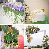 Artificial Tropical Palm Leaves Hawaiian Luau Jungle Party Golden Stems Leaf Decoration Table Wedding Birthday Decor Fake Plants - Buy online at  Vibe In Cart.