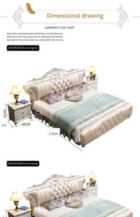 Modern Wood Bed with Storage and Genuine Leather Surface