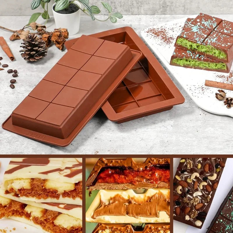 Chocolate Bar Molds Silicone Bars Break Apart Wax Melt Mould Easy Release Rectangle Durable for Protein and Energy Handmade Gift - Buy online at  Vibe In Cart.