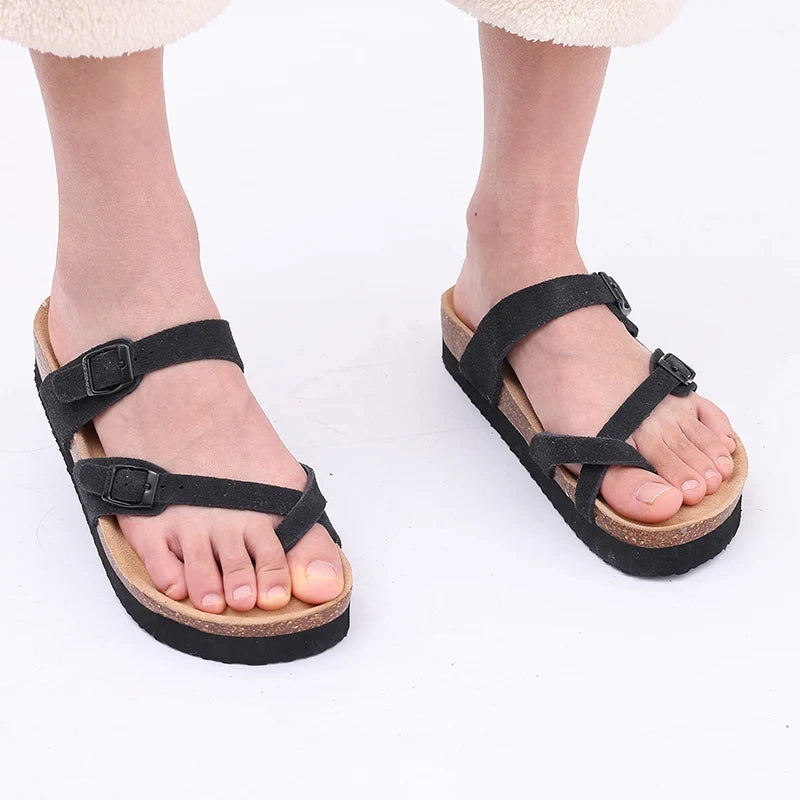 Men's Arch Support Slides Sandals With Adjustable Buckle